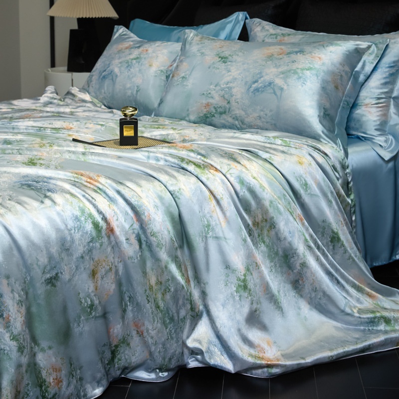 Luxury Mulberry 30 Momme Silk 4-Piece Bedding Set - Premium Floral & Print Collection