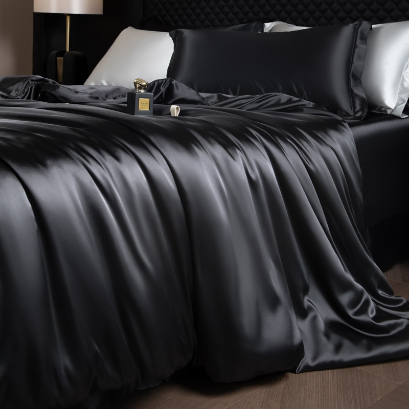 Luxury Mulberry Silk 3-Piece Bedding - Premium Soft Satin Duvet Cover & Pillowcase Set