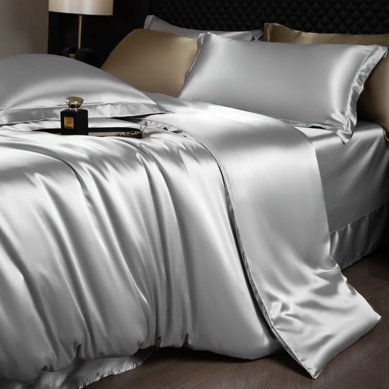 Luxury Mulberry Silk 3-Piece Bedding - Premium Soft Satin Duvet Cover & Pillowcase Set
