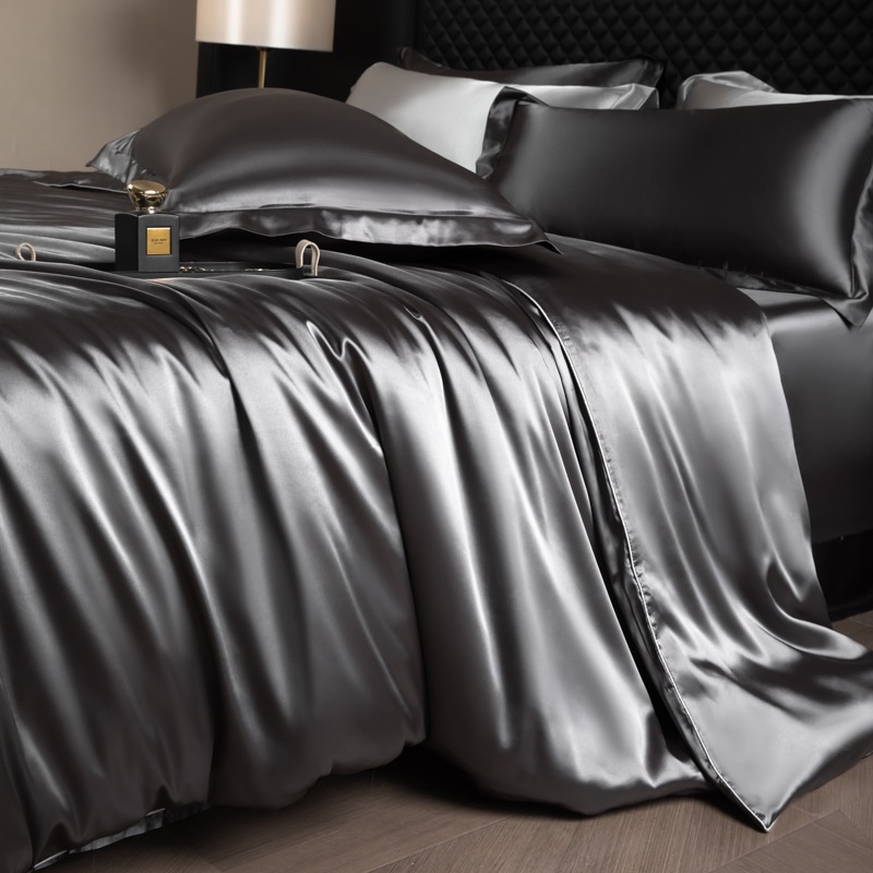 Luxury Mulberry Silk 3-Piece Bedding - Premium Soft Satin Duvet Cover & Pillowcase Set