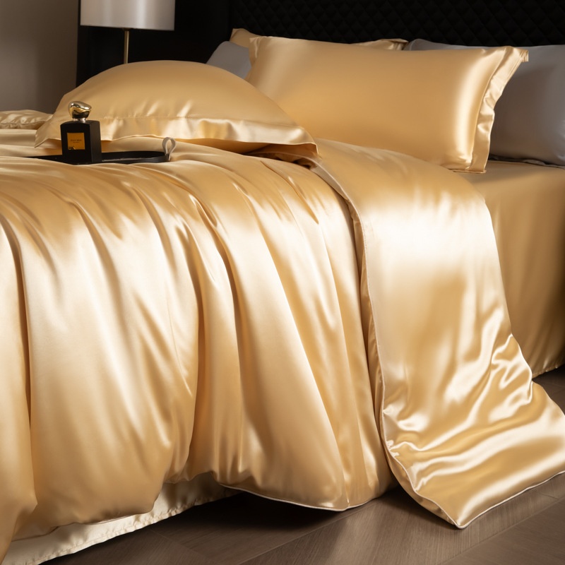 Luxury Mulberry Silk 3-Piece Bedding - Premium Soft Satin Duvet Cover & Pillowcase Set