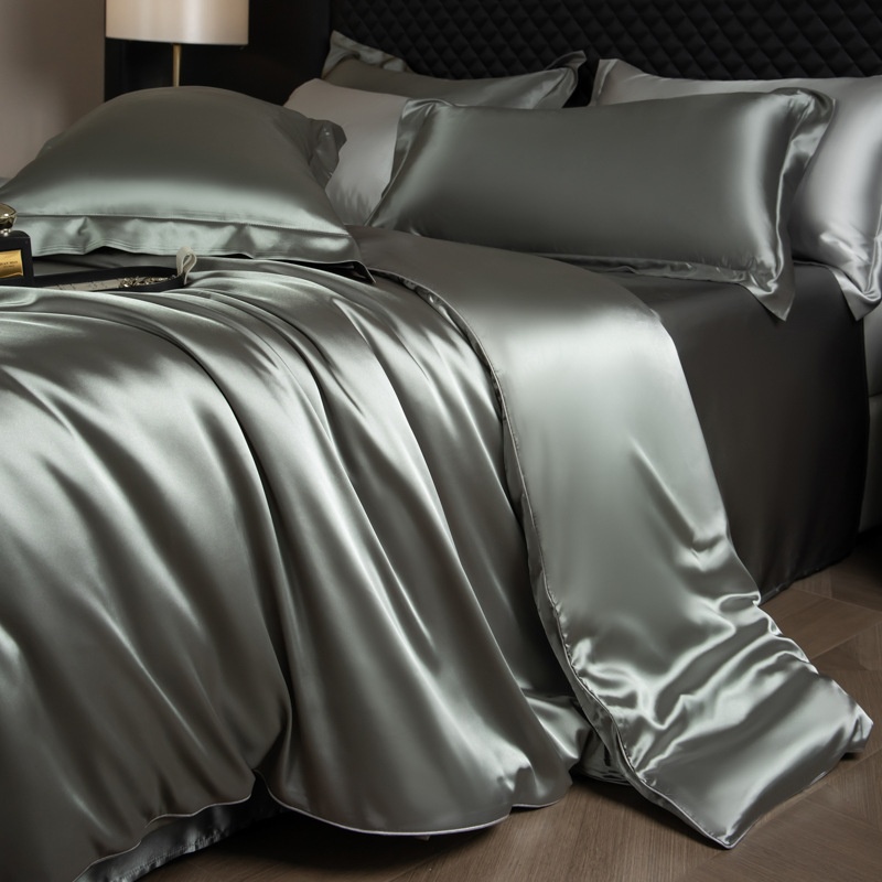 Luxury Mulberry Silk 3-Piece Bedding - Premium Soft Satin Duvet Cover & Pillowcase Set