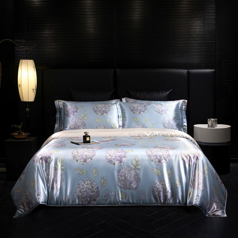 Premium Mulberry Silk 4-Piece Bedding Set - Premium Printed Duvet Cover