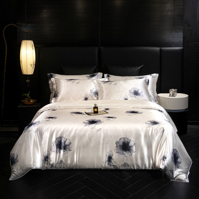 Premium Mulberry Silk 4-Piece Bedding Set - Premium Printed Duvet Cover