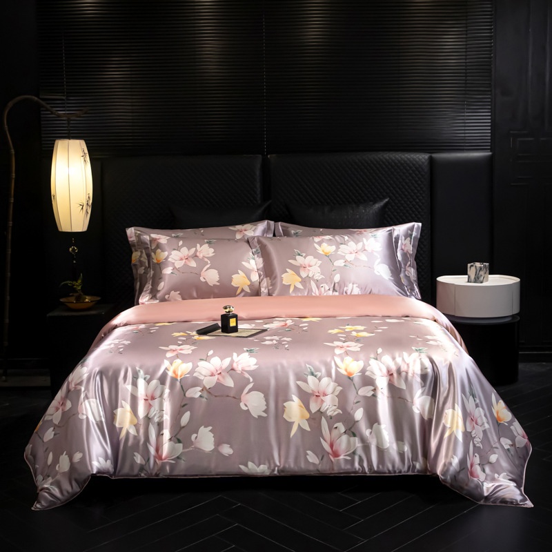 Premium Mulberry Silk 4-Piece Bedding Set - Premium Printed Duvet Cover