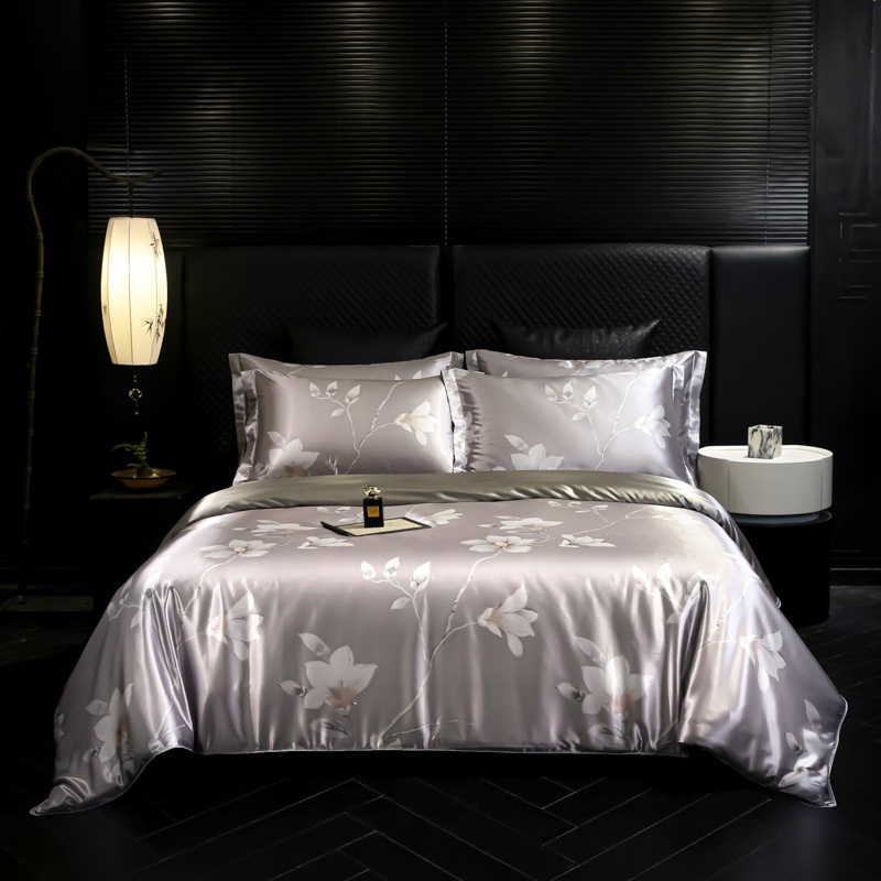 Premium Mulberry Silk 4-Piece Bedding Set - Premium Printed Duvet Cover