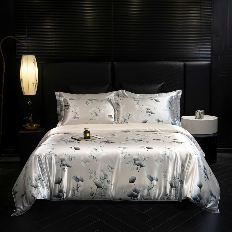 Premium Mulberry Silk 4-Piece Bedding Set - Premium Printed Duvet Cover