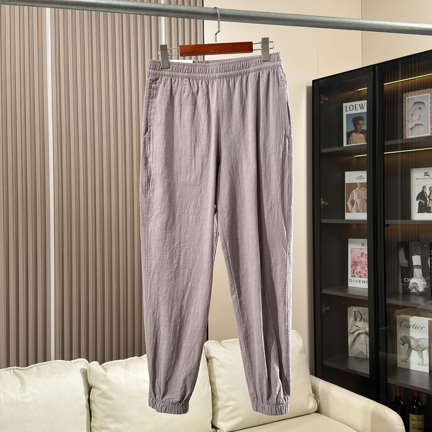 Pantaloni da jogging da uomo in misto cotone/lino - Pantaloni casual con elastico in vita