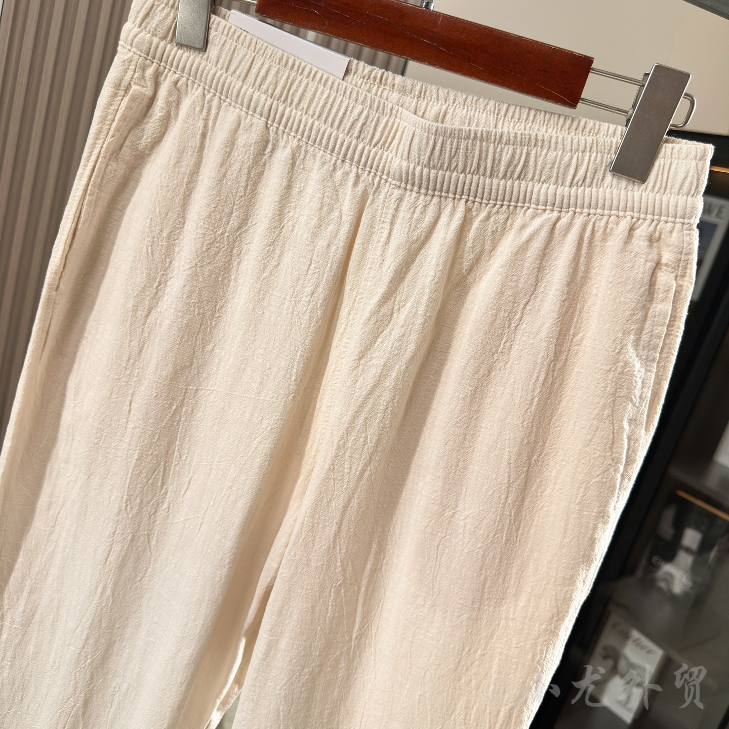 Pantaloni da jogging da uomo in misto cotone/lino - Pantaloni casual con elastico in vita