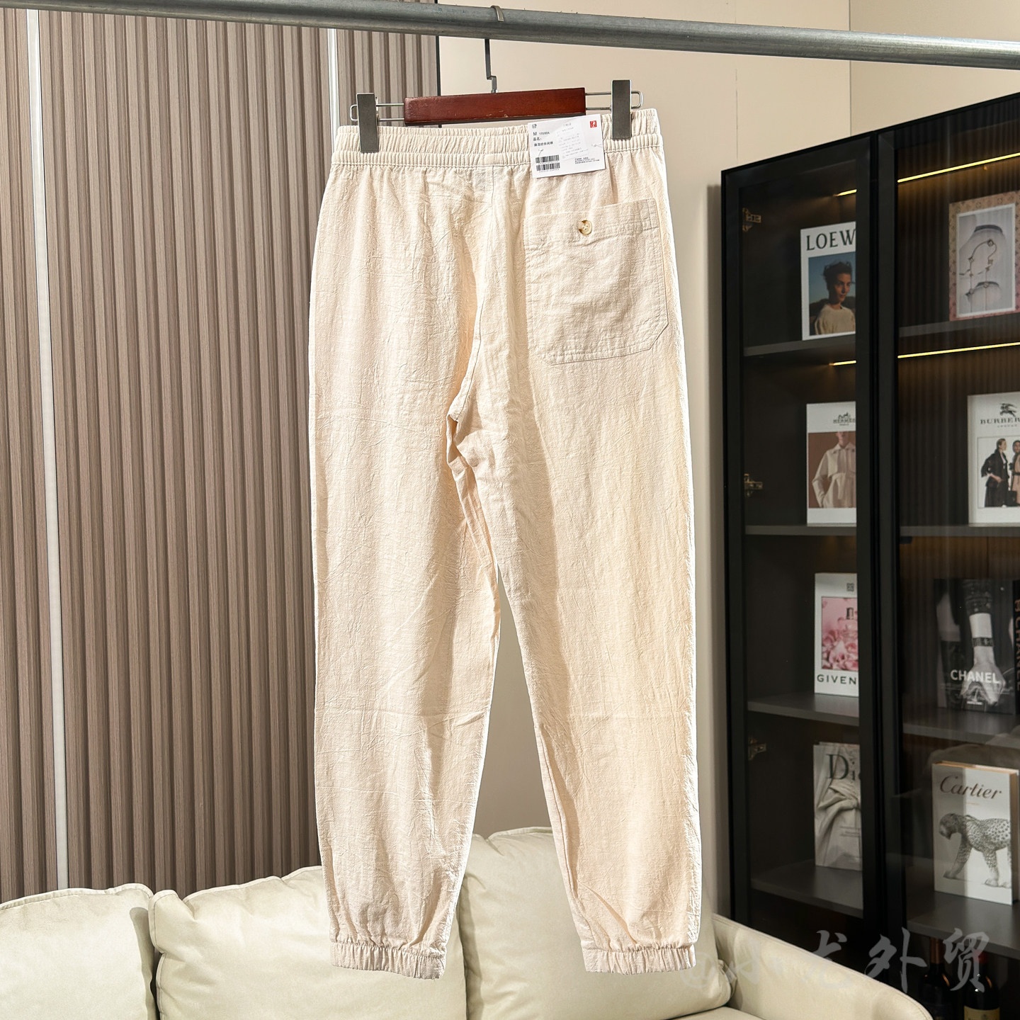 Pantaloni da jogging da uomo in misto cotone/lino - Pantaloni casual con elastico in vita