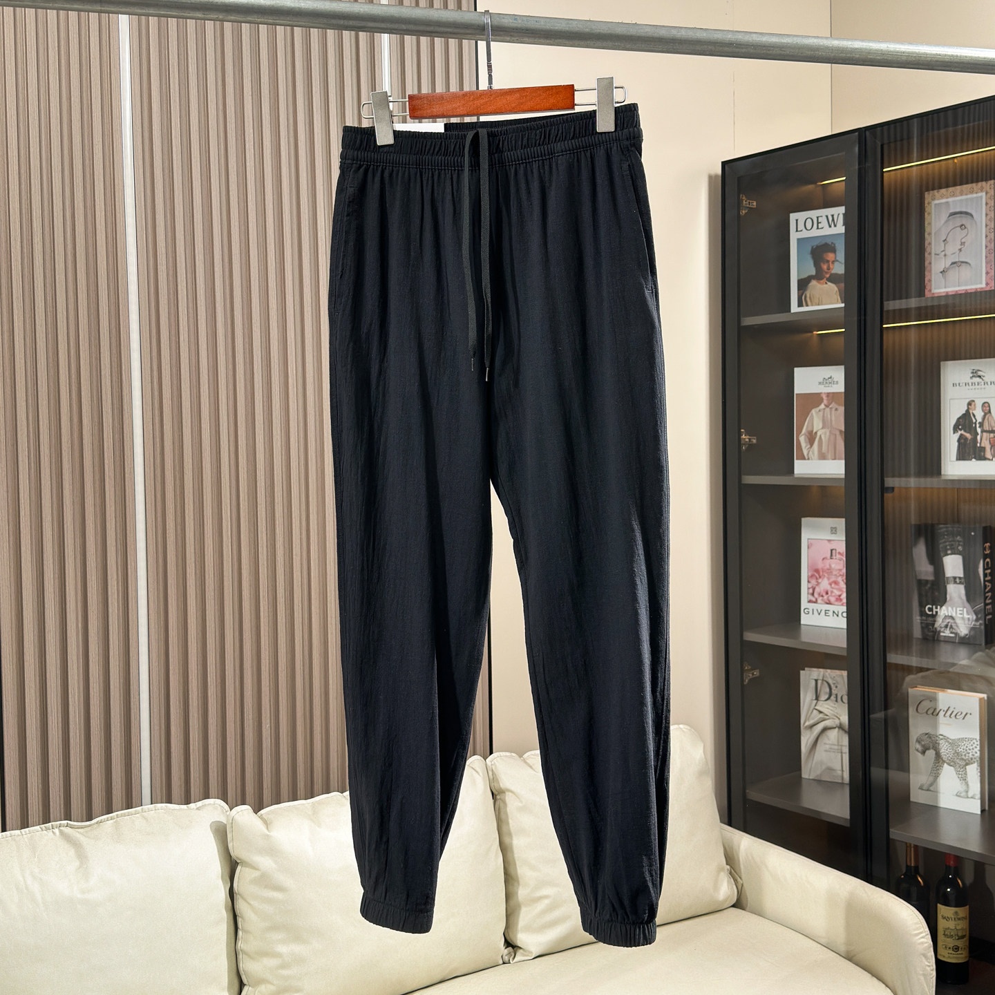 Pantaloni da jogging da uomo in misto cotone/lino - Pantaloni casual con elastico in vita
