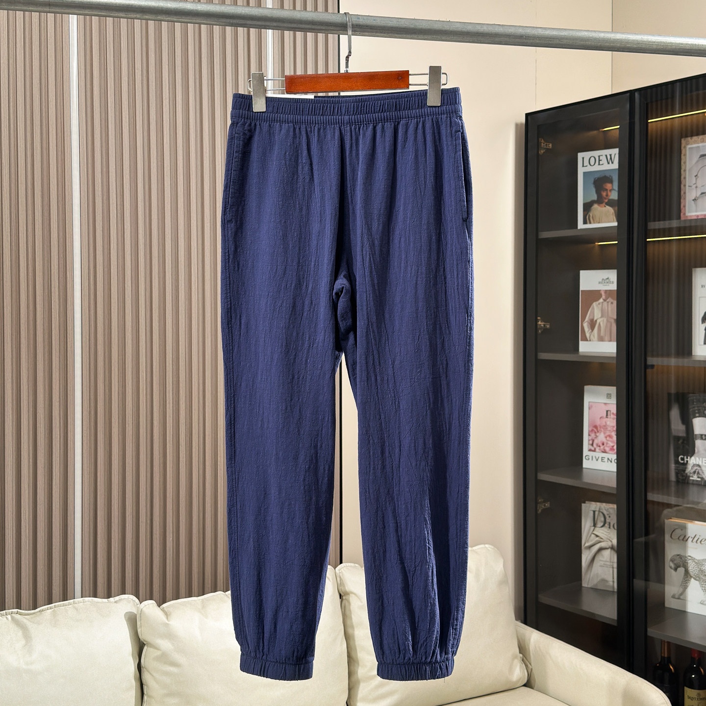 Pantaloni da jogging da uomo in misto cotone/lino - Pantaloni casual con elastico in vita
