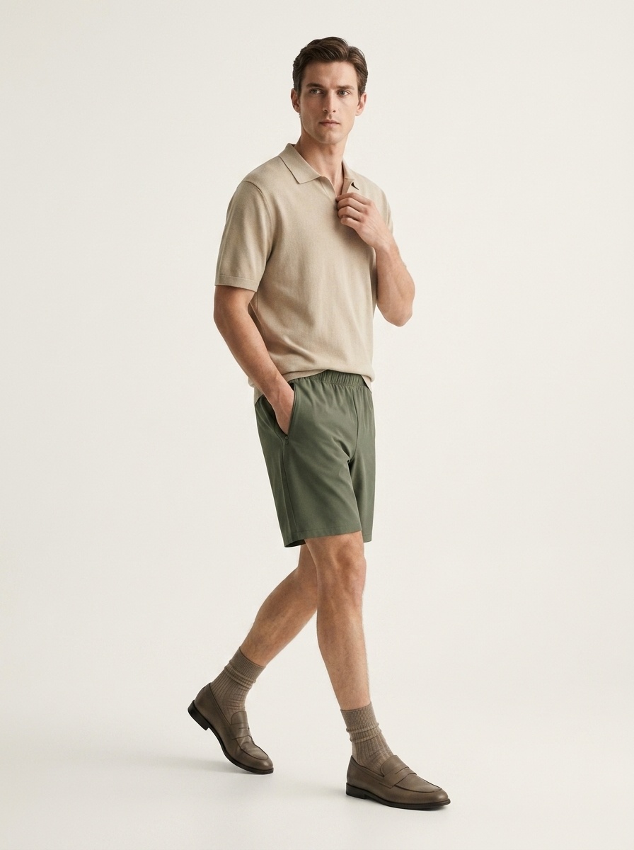 Pantaloncini sportivi da uomo in tessuto Teflon ad asciugatura rapida con tasche con cerniera.