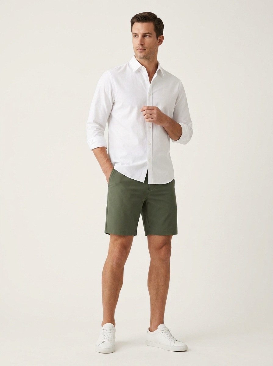 Pantaloncini sportivi da uomo in tessuto Teflon ad asciugatura rapida con tasche con cerniera.