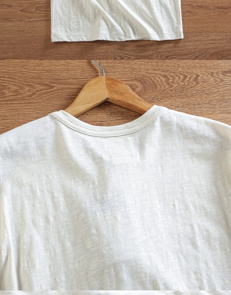 T-shirt Henley da uomo casual in maglia slub 95% cotone 5% lino - Maniche corte in cotone e lino