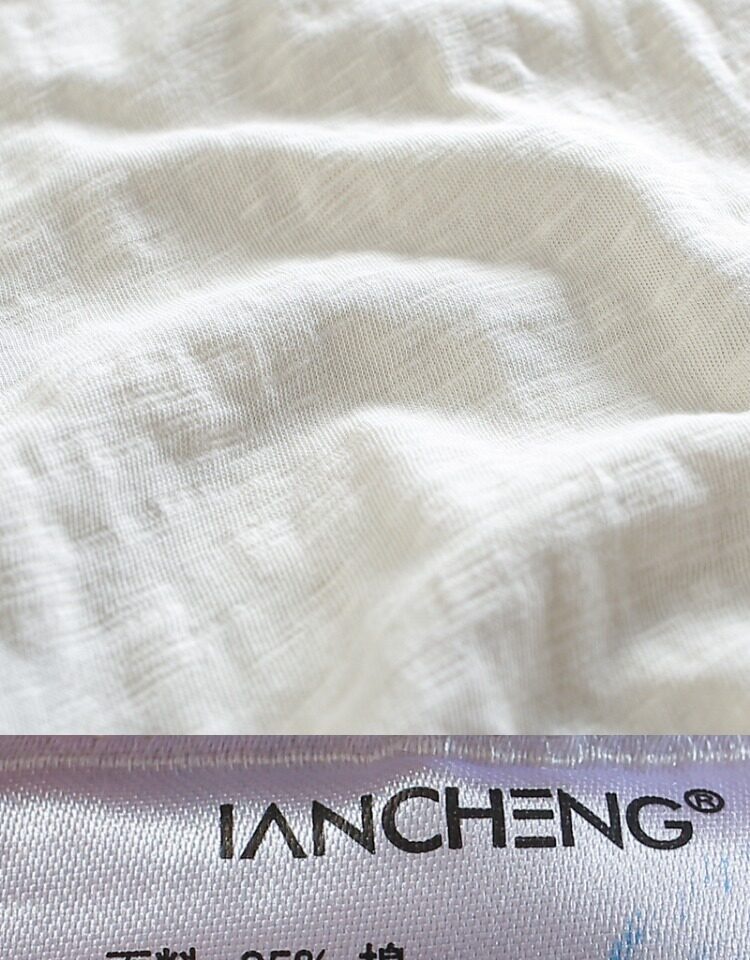 T-shirt Henley da uomo casual in maglia slub 95% cotone 5% lino - Maniche corte in cotone e lino