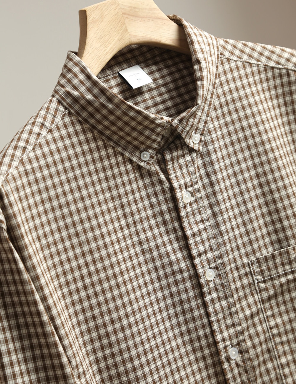 Camicia da uomo classica a quadri a maniche lunghe con bottoni