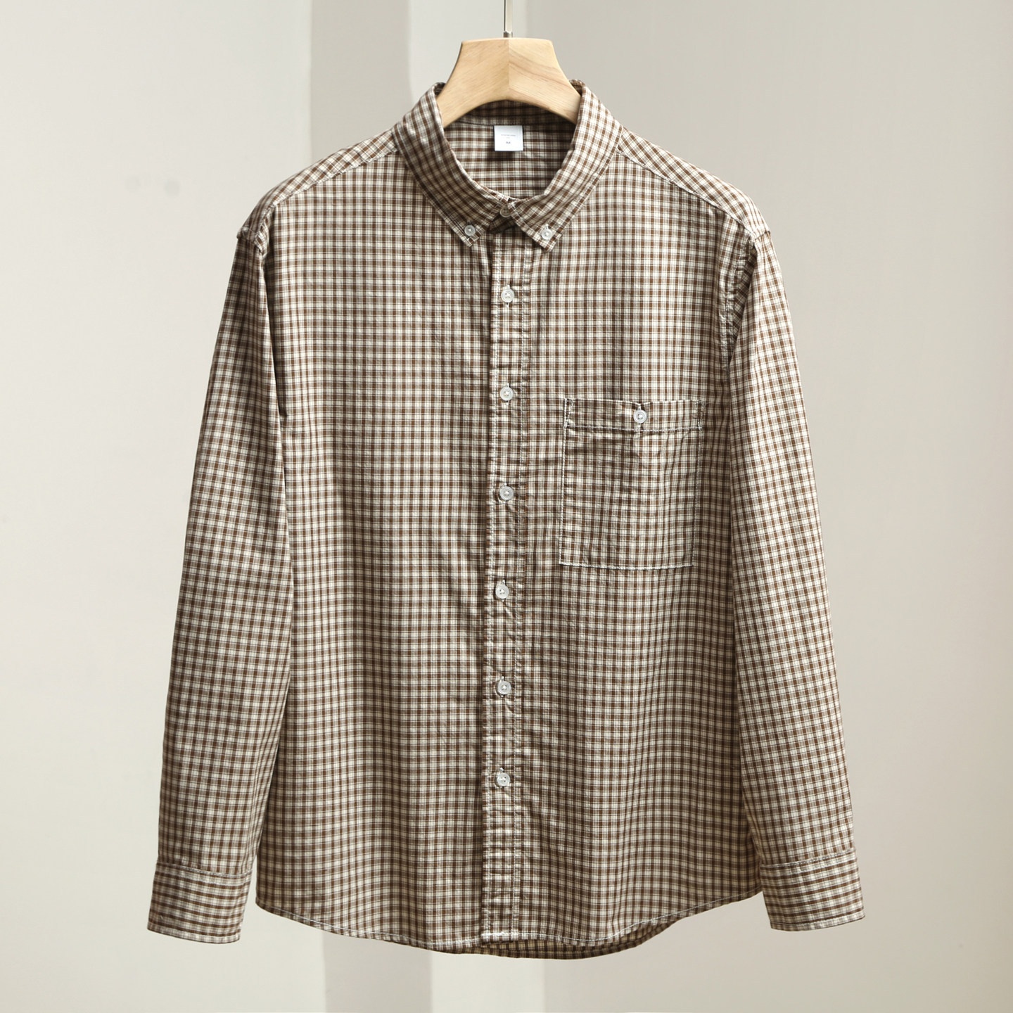 Camicia da uomo classica a quadri a maniche lunghe con bottoni