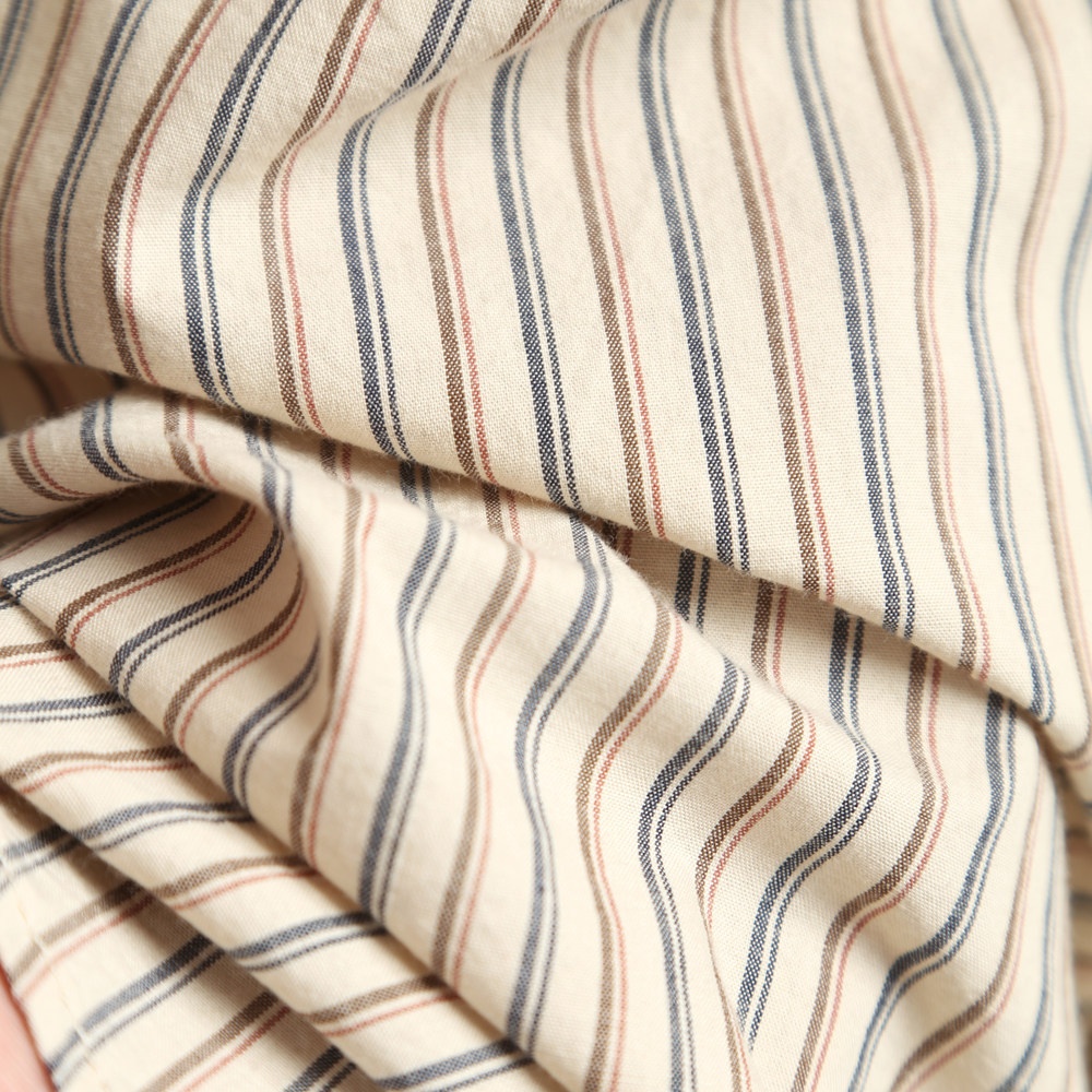 Camicia da uomo casual a maniche corte a righe, 100% cotone lavato, con bottoni.