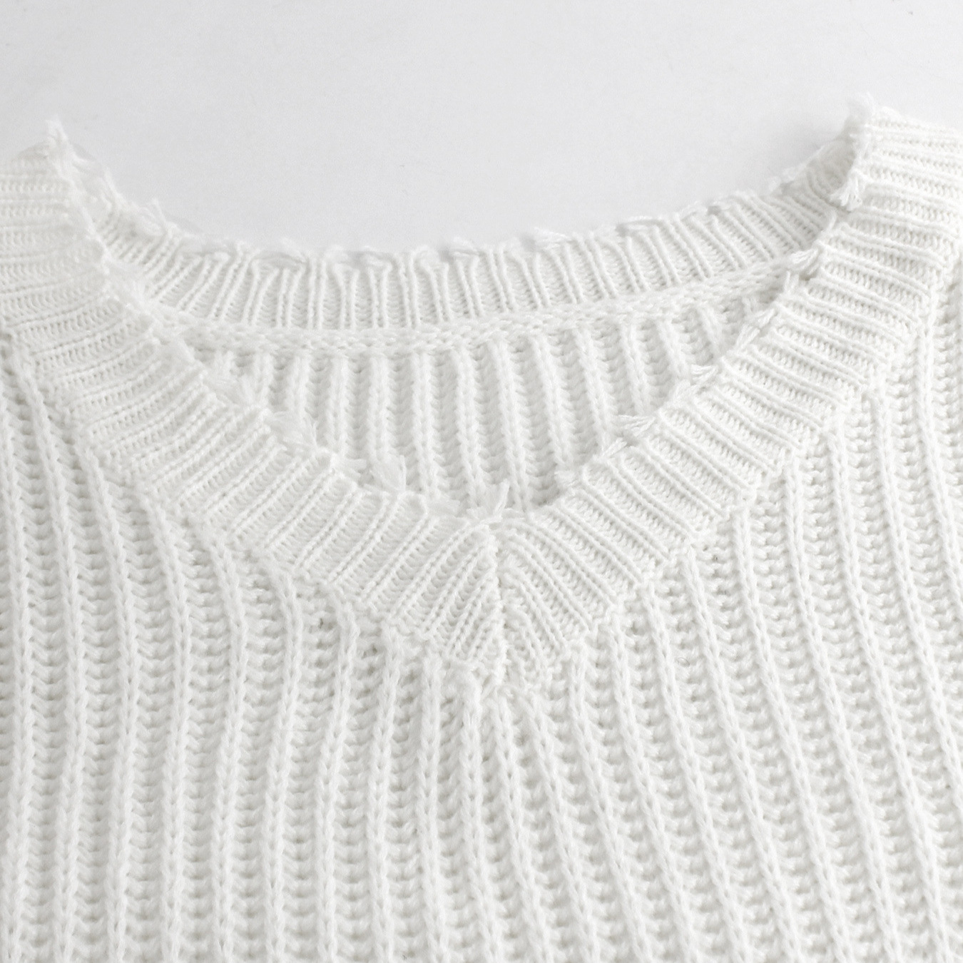 Knit V-Neck Off Shoulder Long Sleeve Sweater Top SSU-00128