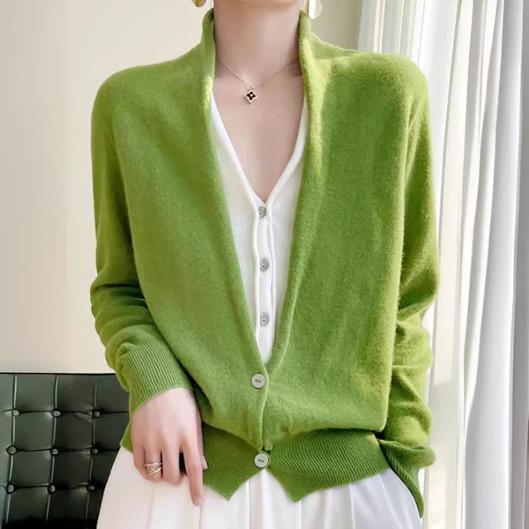 Cotton Knit Cardigan Women Long Sleeve Solid Color SSU-00106