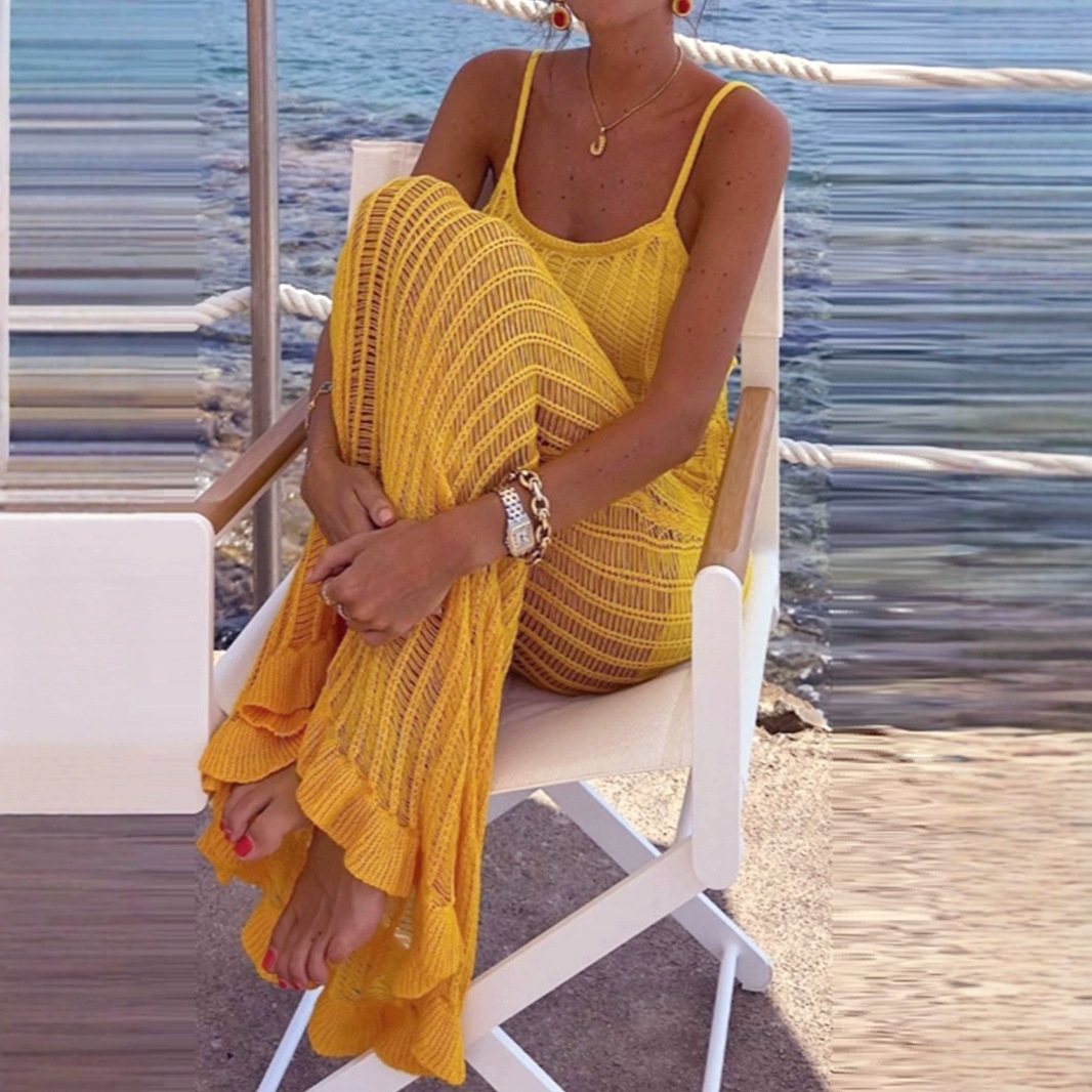 Knit Maxi Dress Crochet Beach Summer Sundress