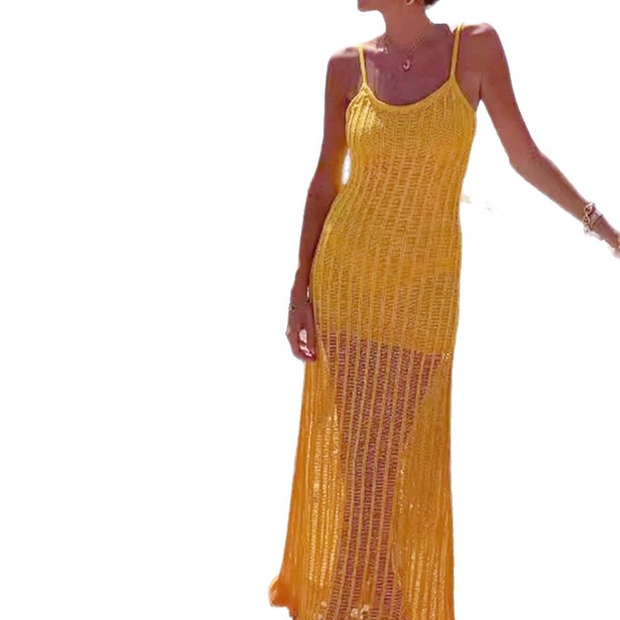 Knit Maxi Dress Crochet Beach Summer Sundress
