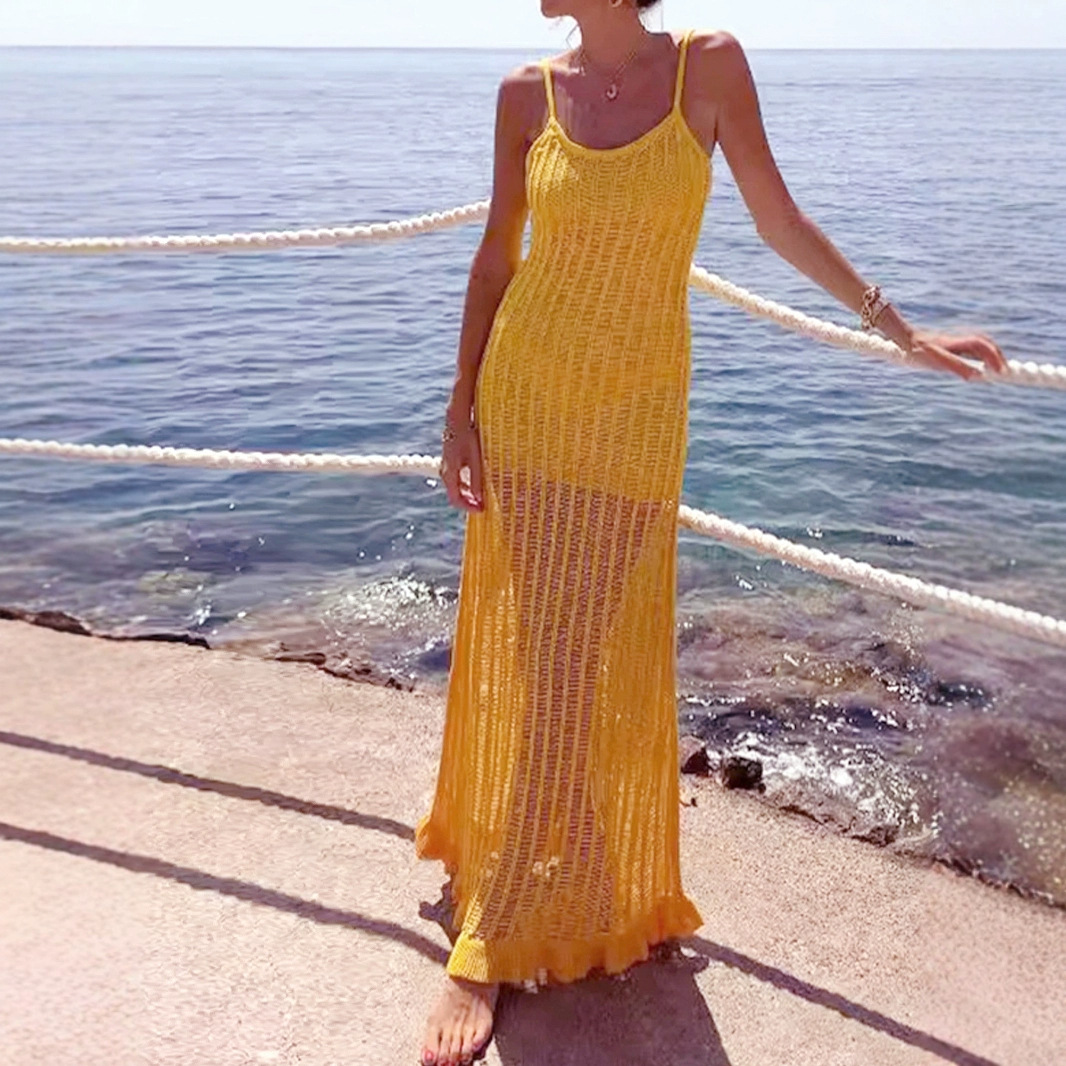 Knit Maxi Dress Crochet Beach Summer Sundress