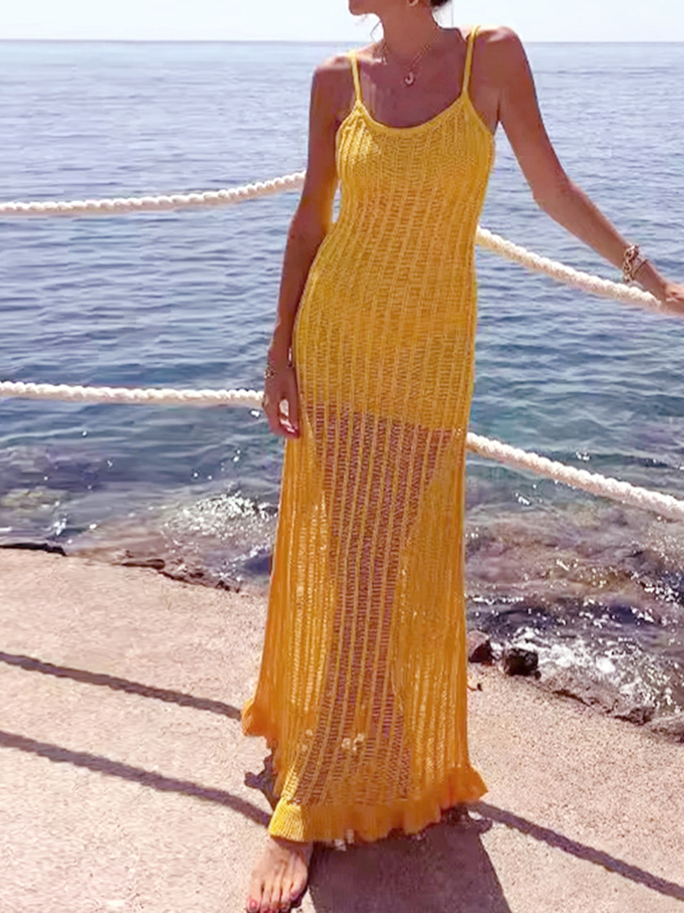 Knit Maxi Dress Crochet Beach Summer Sundress