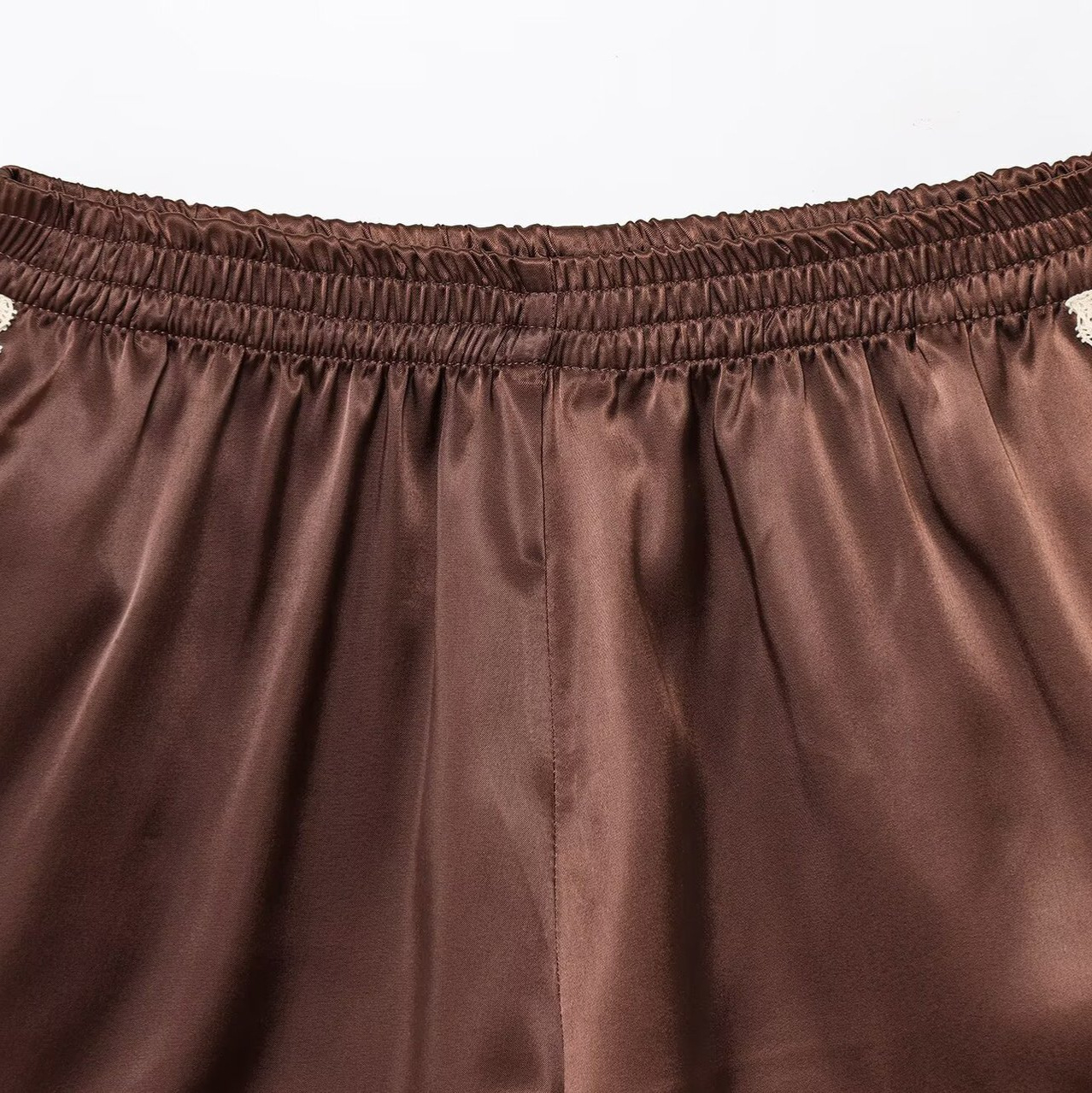 Lace Trim Satin Shorts - Chic European Style KUN-00012
