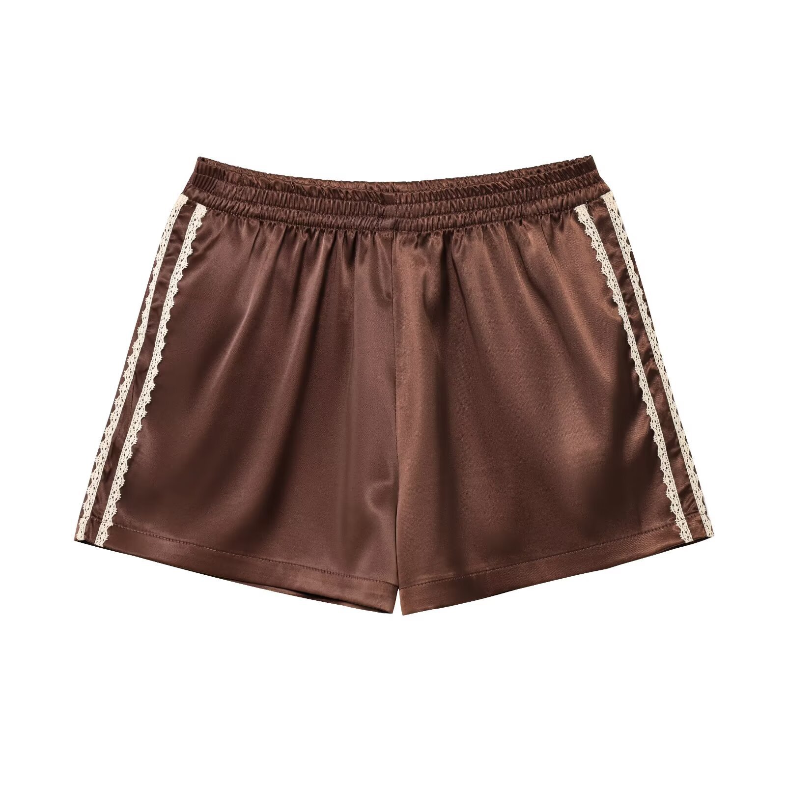 Lace Trim Satin Shorts - Chic European Style KUN-00012