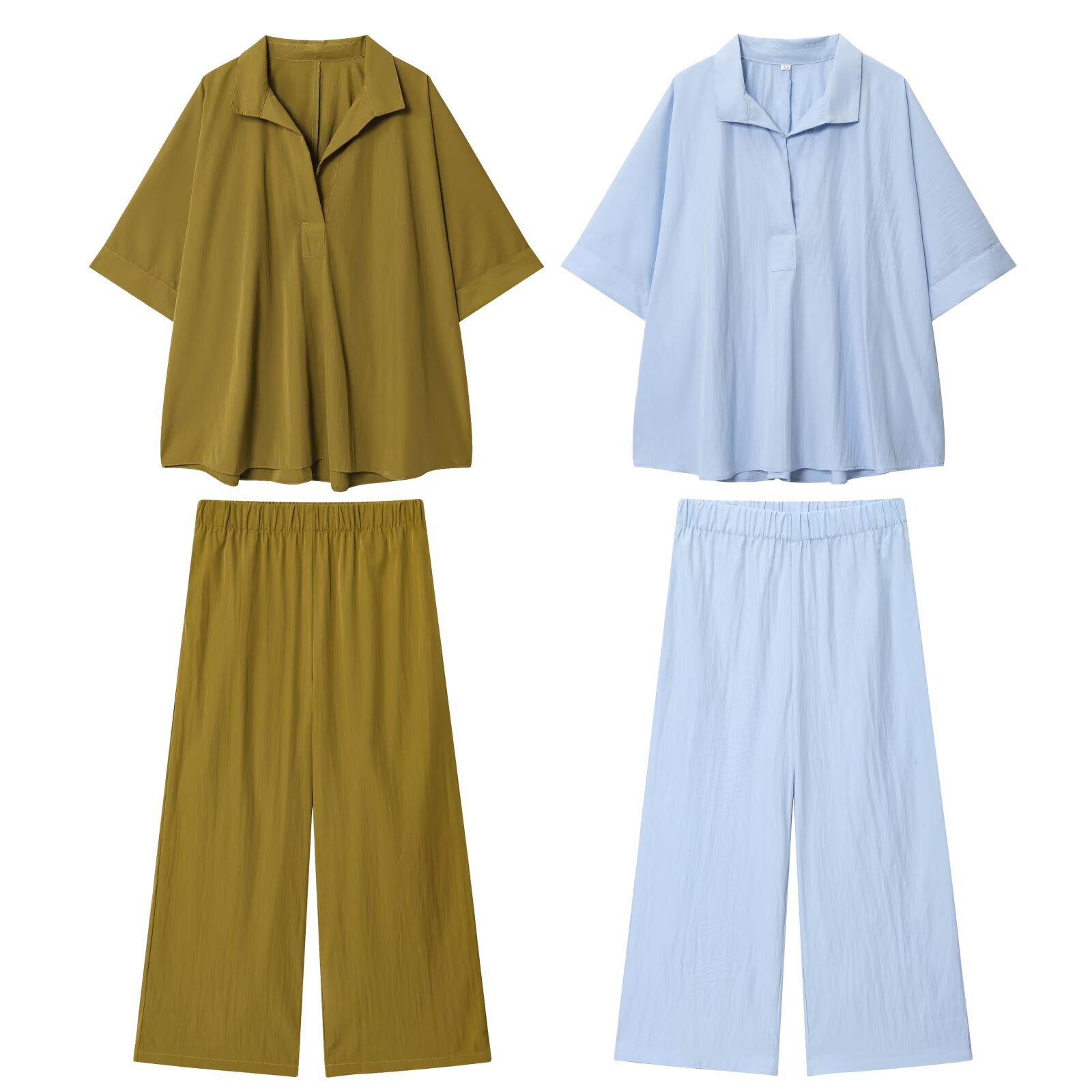 Conjunto de camisa de popelina y pantalón plisado - Estilo europeo KUN-00058