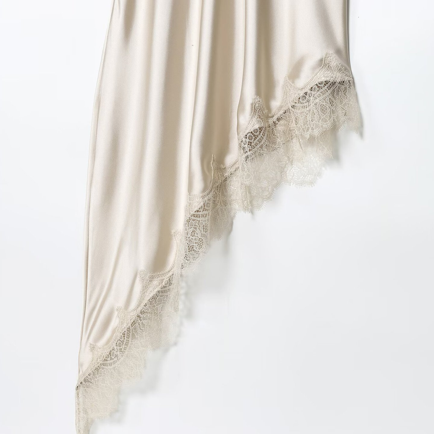 Vestido de satén con encaje, estilo europeo versátil, KUN-00075