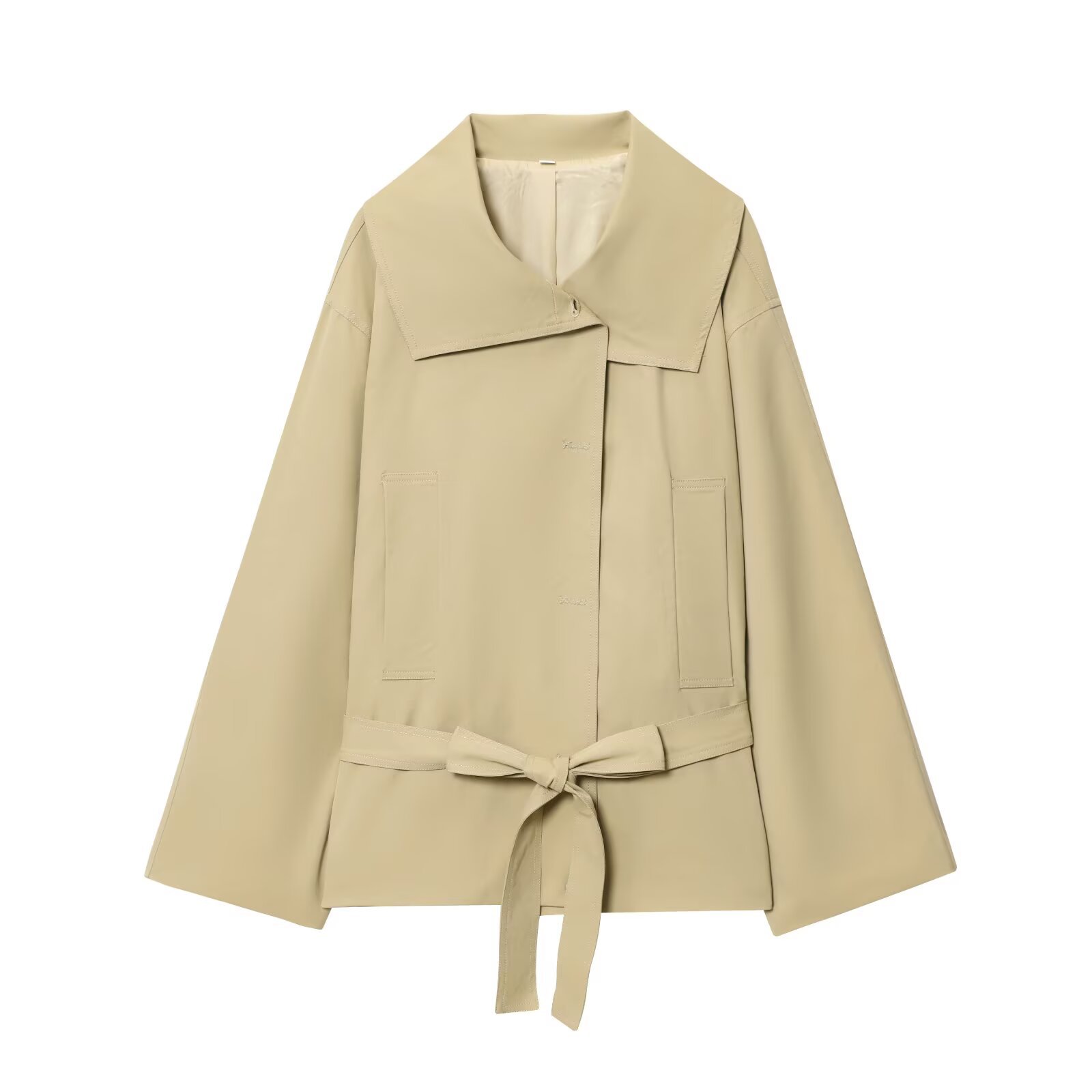 Women's Trench Coat & Pleated Shorts Set with Belt KUN-00010