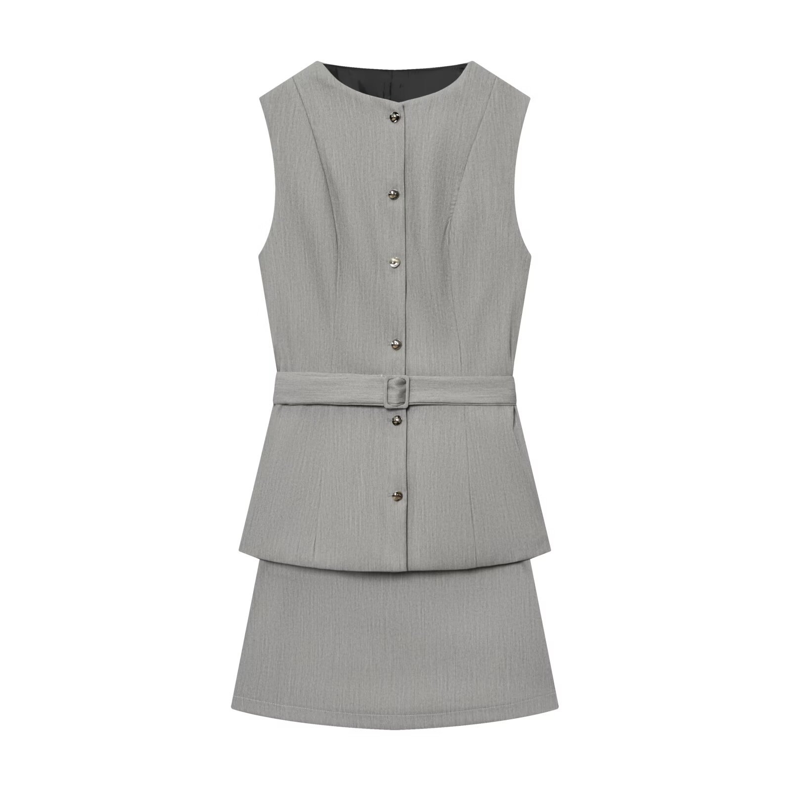 Crepe Mini Dress Two-Piece Look - Versatile European Style KUN-00092