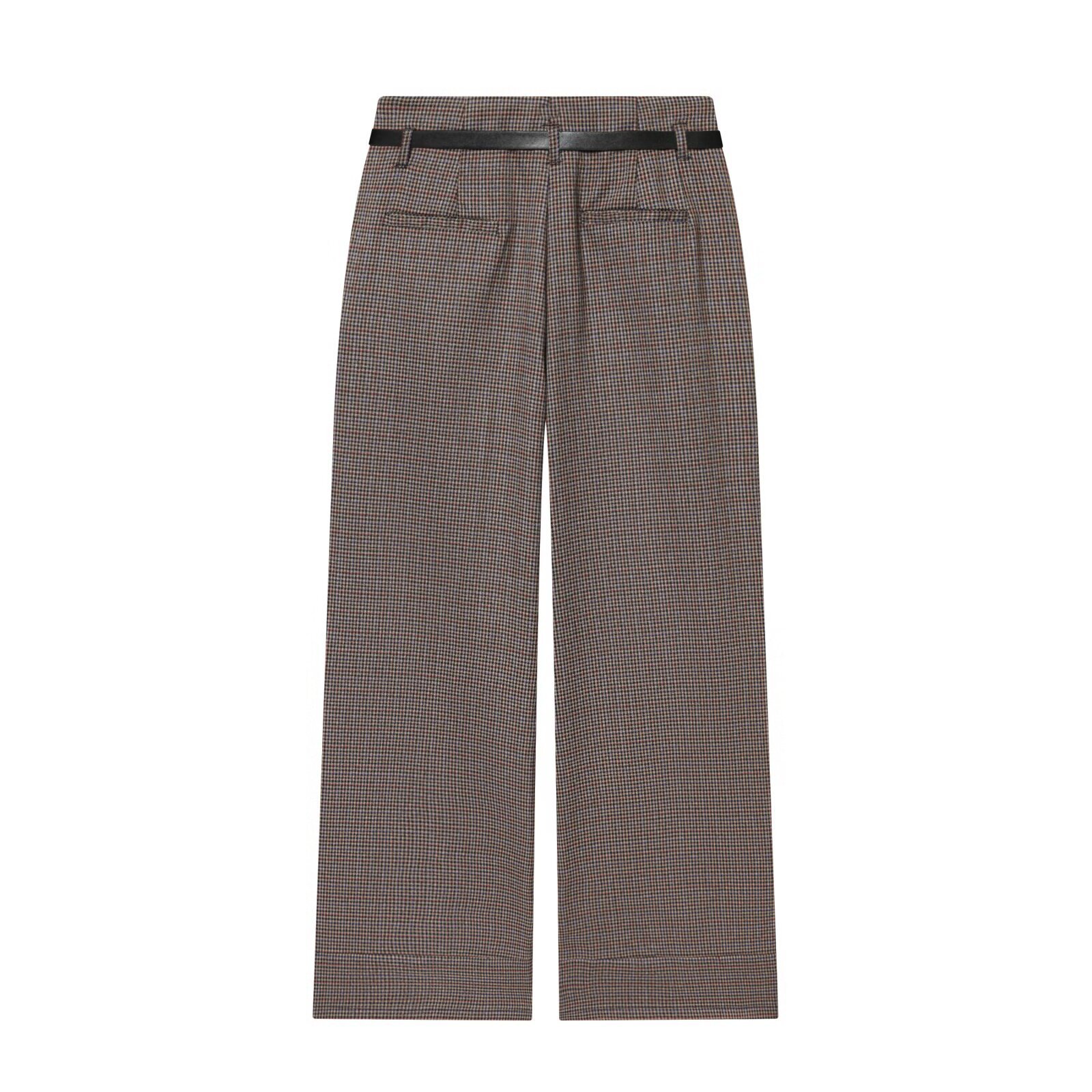 Houndstooth Belted Pants - Chic European Style KUN-00030