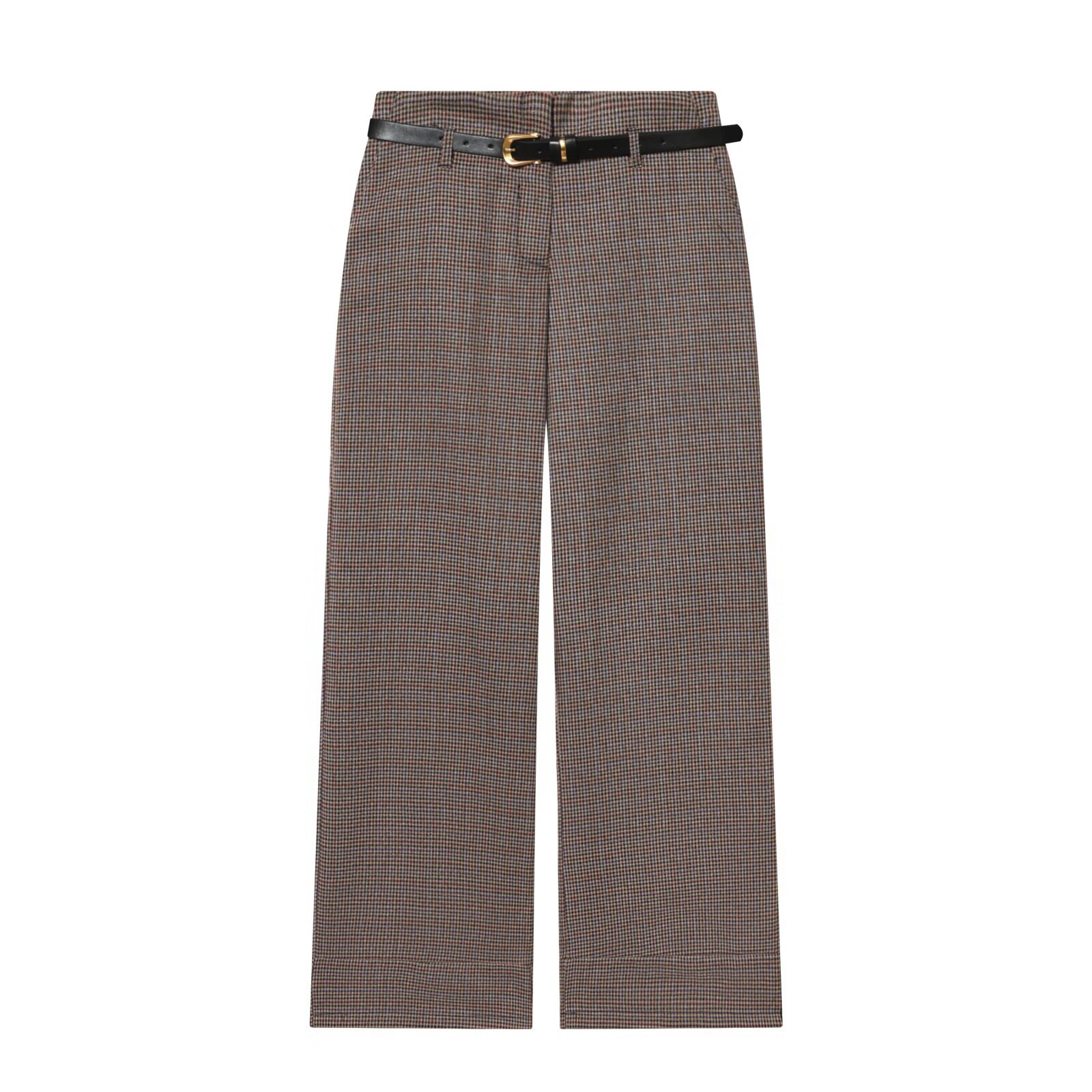 Houndstooth Belted Pants - Chic European Style KUN-00030