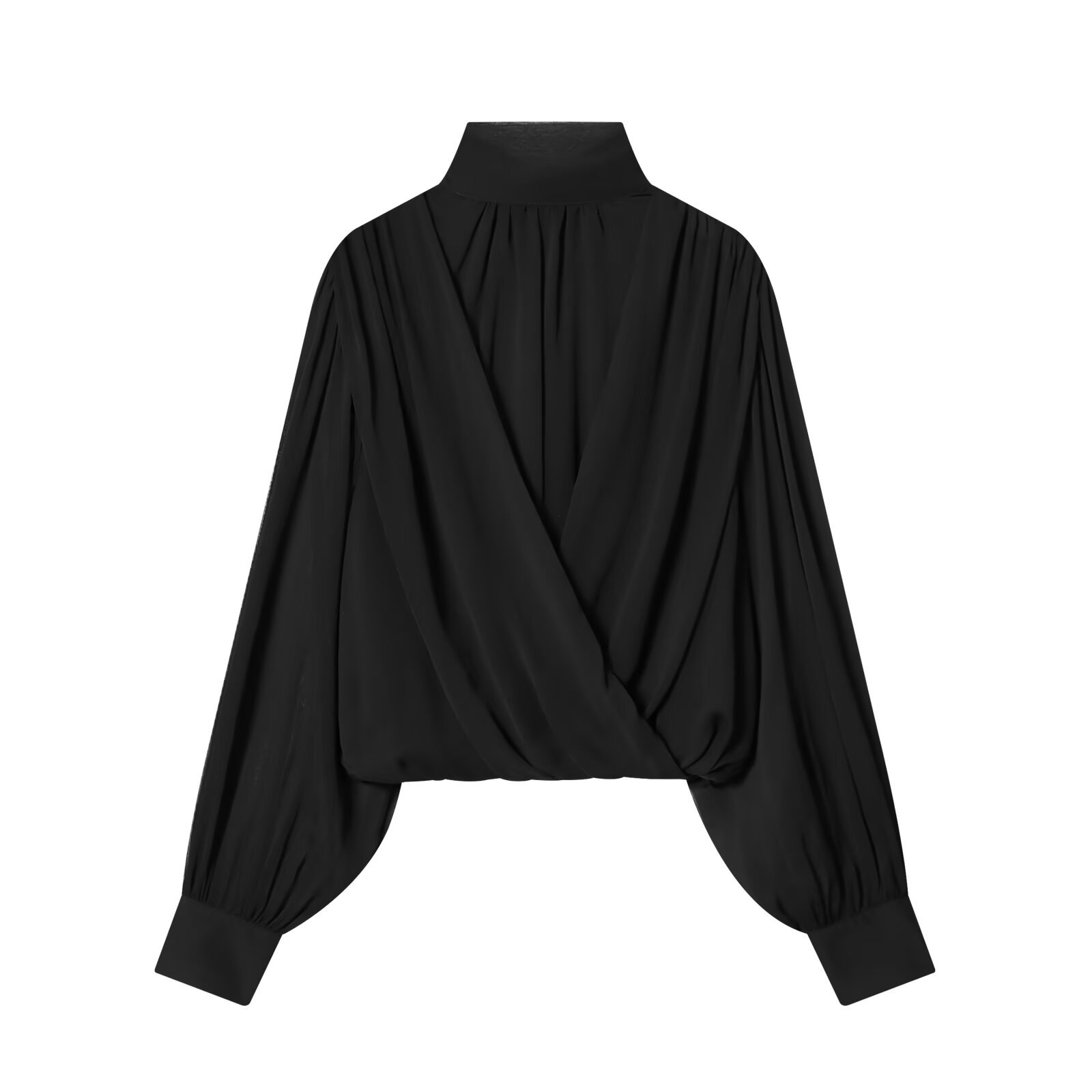 Women's Ruffled Lantern Sleeve Semi-Sheer Blouse KUN-00081