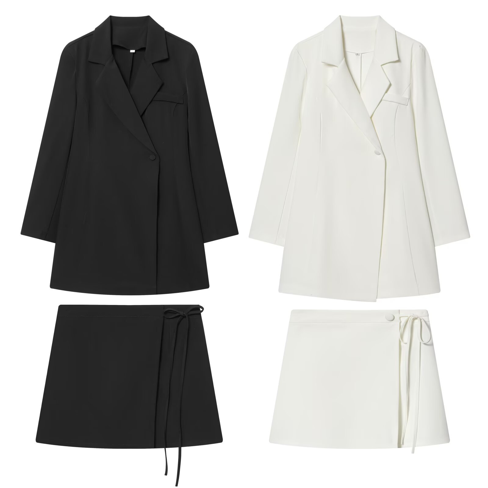 Robe blazer portefeuille pour femme - Coupe ajustée, jupe mini trapèze KUN-00020