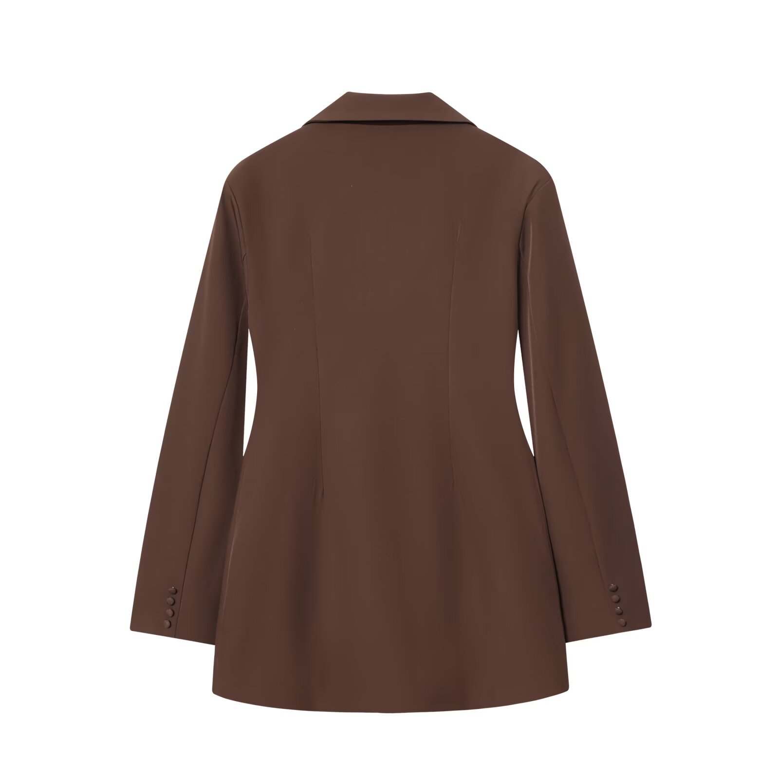 Damen-Blazerkleid mit langen Ärmeln, einfarbig, geraffte Taille, KUN-00011