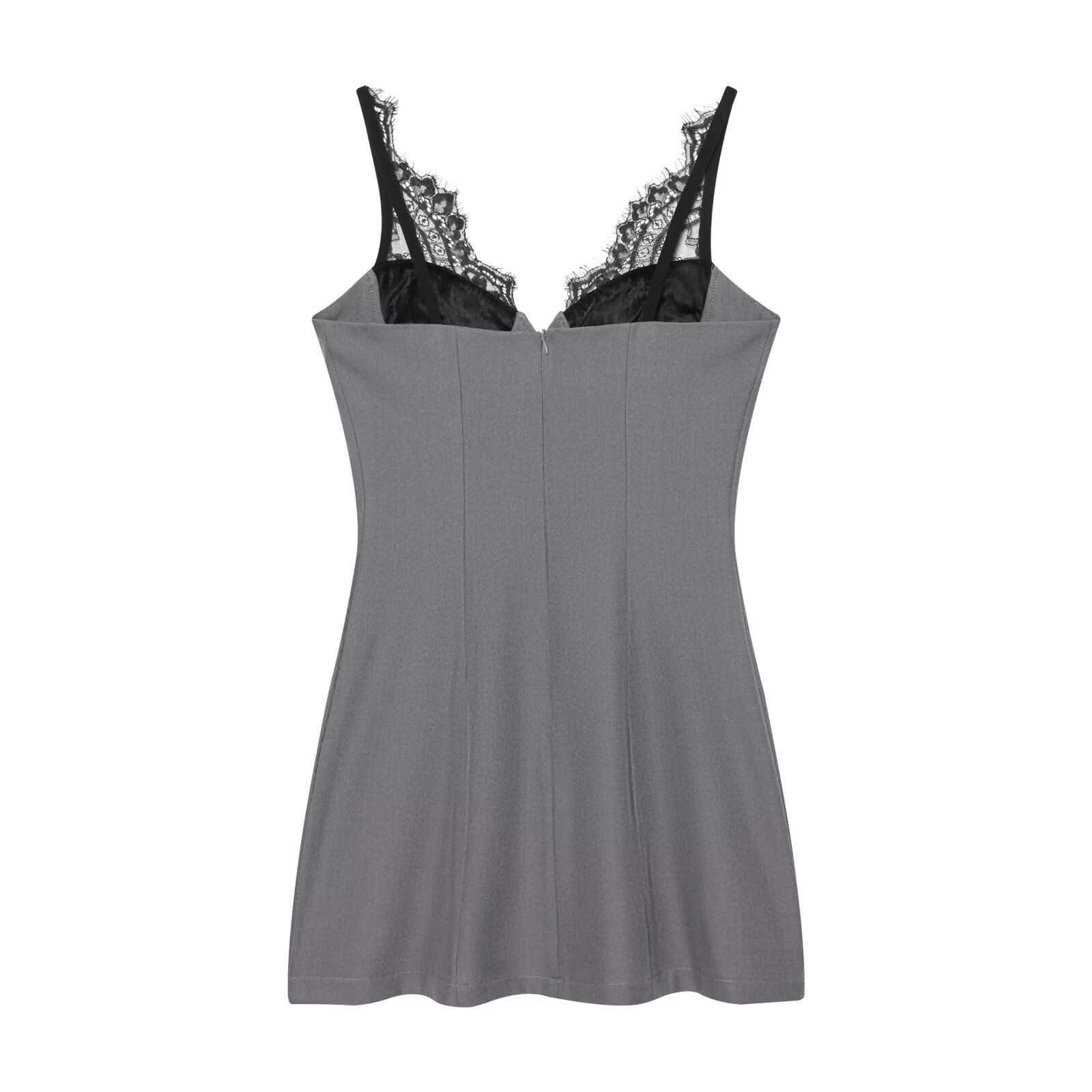 Bodycon-Top aus Spitze – V-Ausschnitt mit Wimpernbesatz KUN-00048