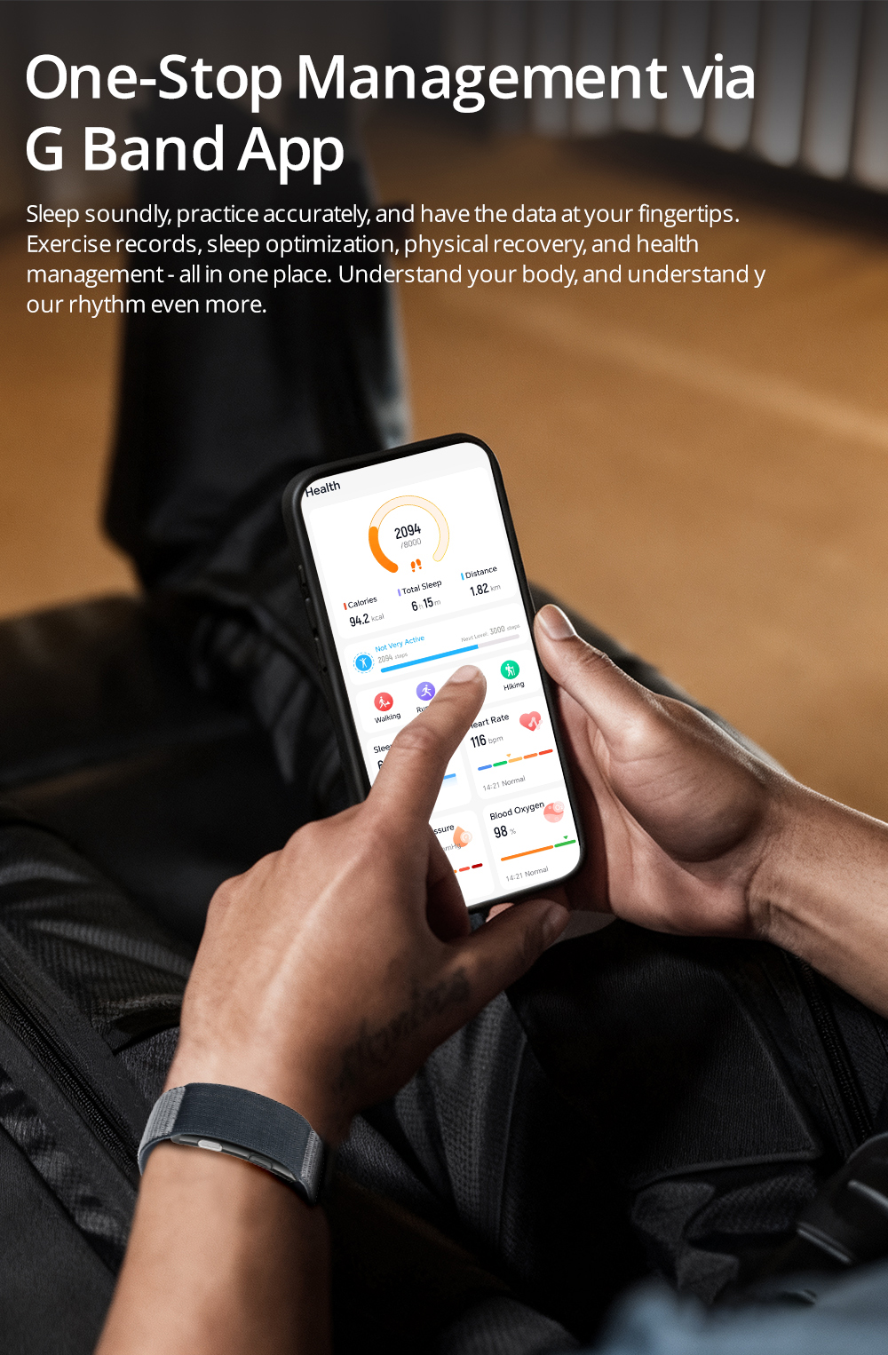 VITRO Smart Band | ECG-fitness tracker met nylon band