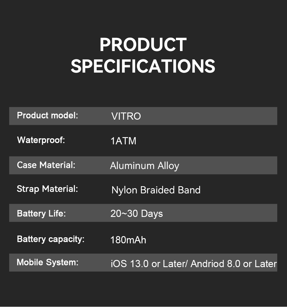 VITRO Smart Band | ECG-fitness tracker met nylon band