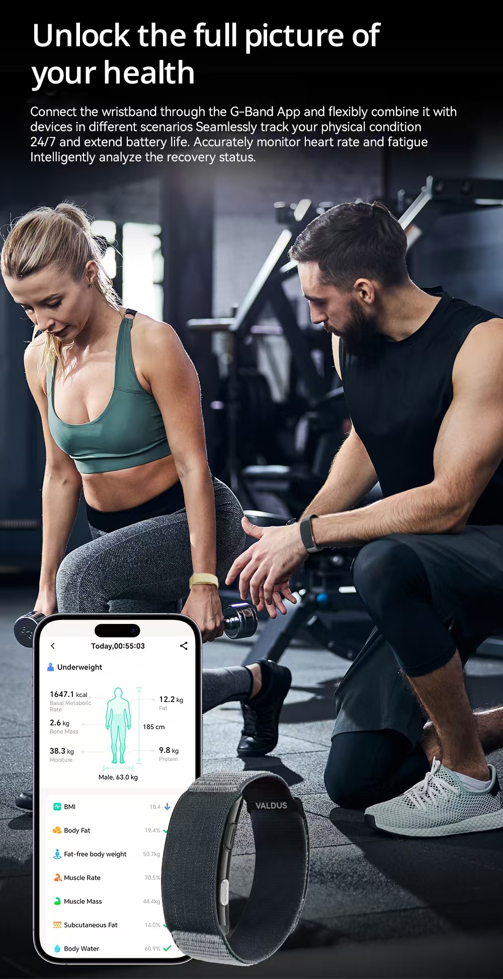 VITRO Smart Band | ECG-fitness tracker met nylon band