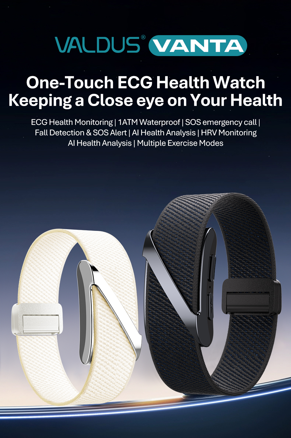 VANTA Sleek Smart Fitness Tracker met comfortabele elastische band