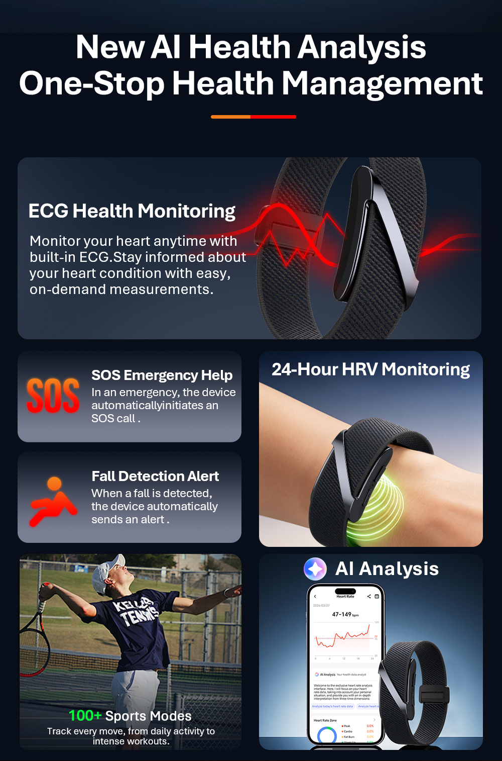 VANTA Sleek Smart Fitness Tracker met comfortabele elastische band