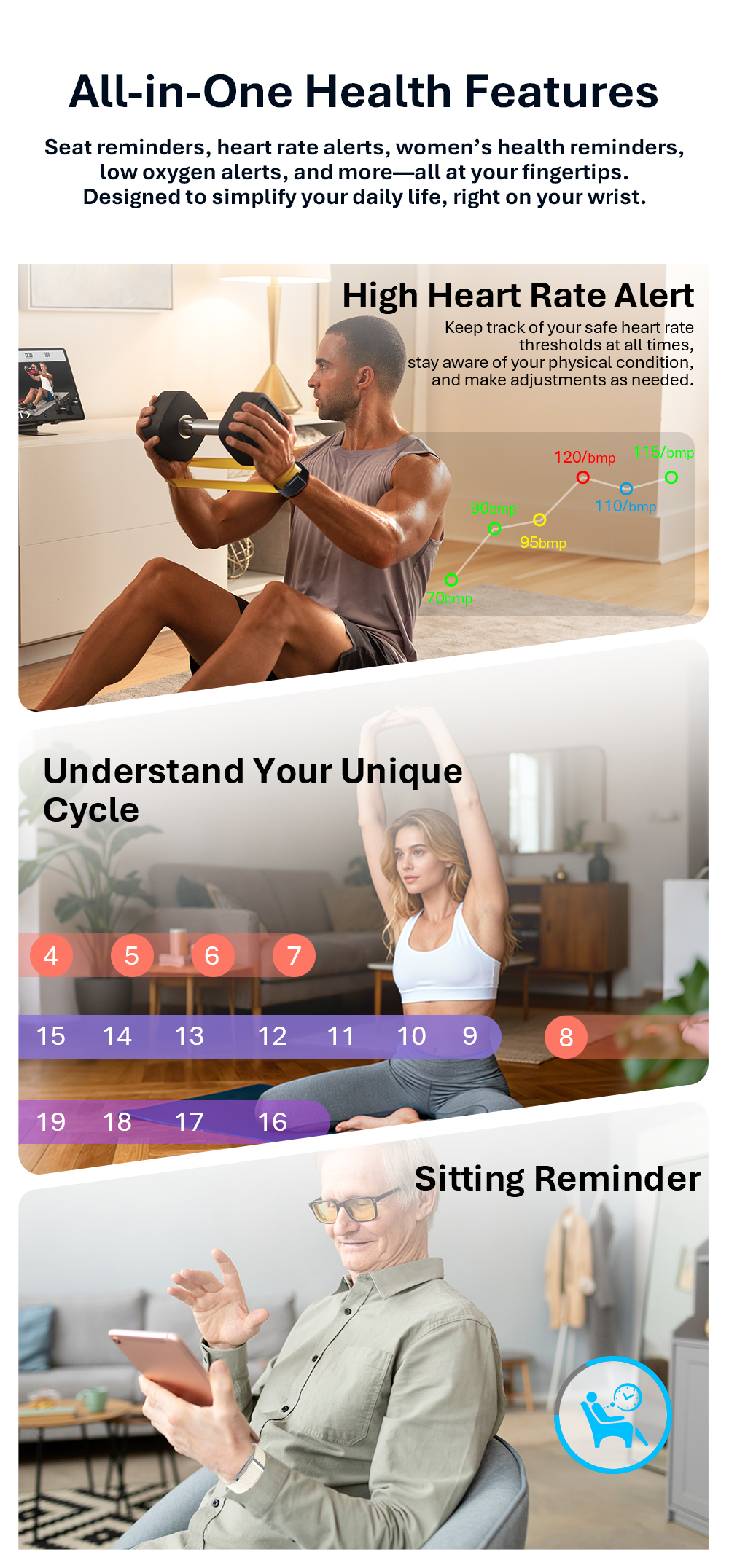 VIGOR schermloze GPS-gezondheidstracker smartband