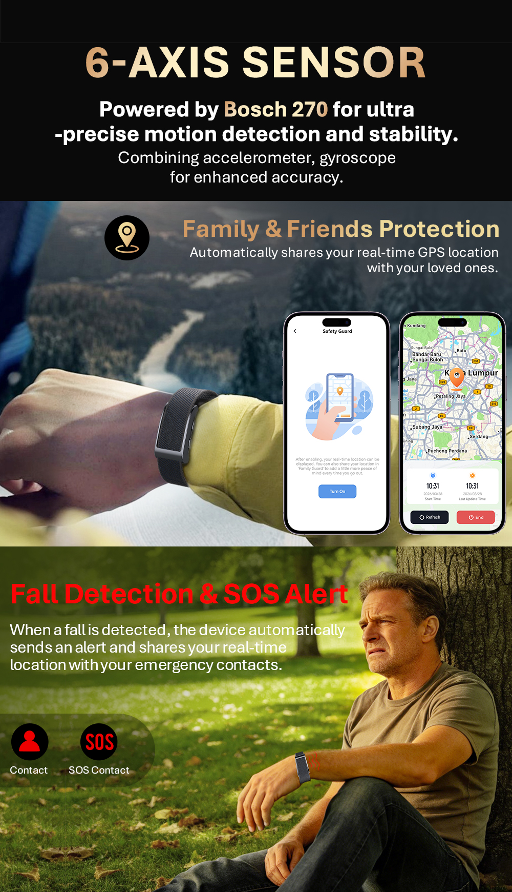 VIGOR schermloze GPS-gezondheidstracker smartband