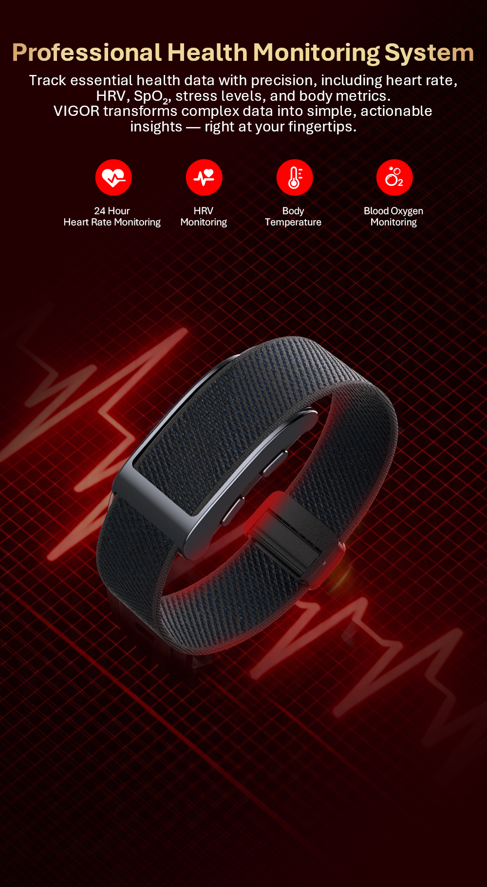 VIGOR schermloze GPS-gezondheidstracker smartband