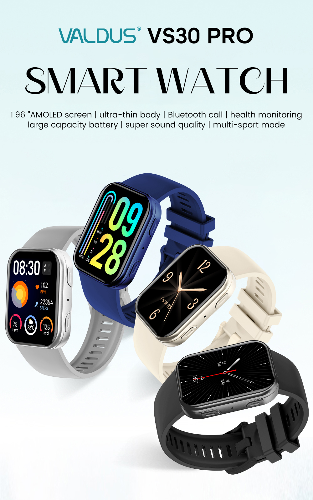 VS30 PRO Smart Watch with AMOLED Screen & BT Call